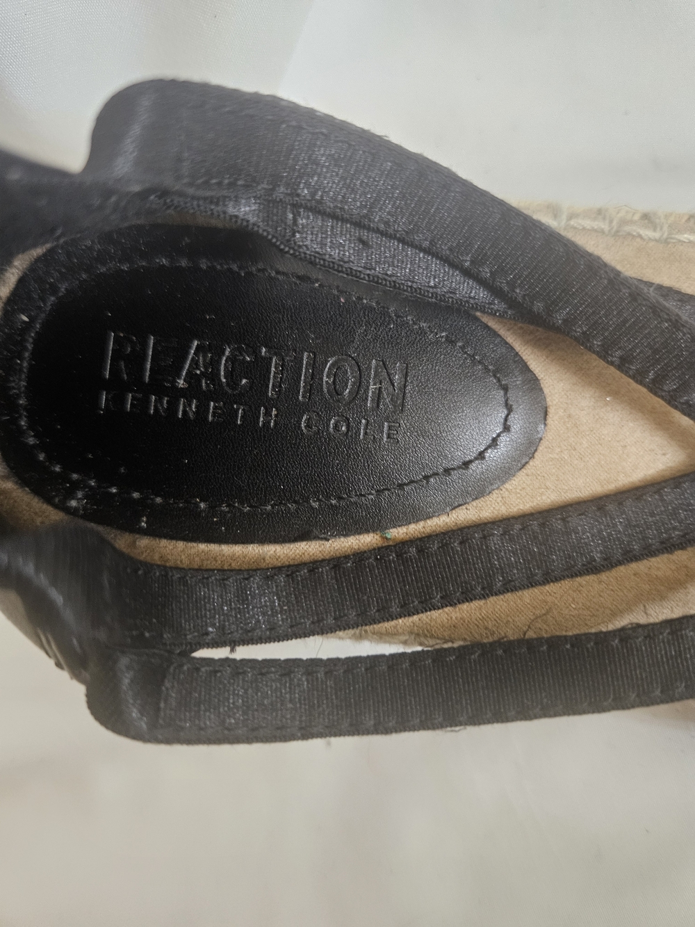 Kenneth Cole Black Leather Strappy Espadrille Flats - Picture 2 of 5